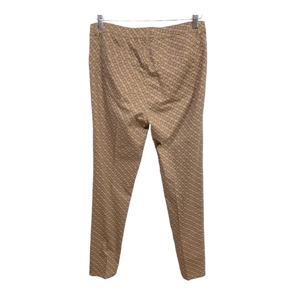 Etcetera Brown Geometric Print Slim Ankle Pants Size 6 Stretch Cotton Blend - Picture 4 of 13